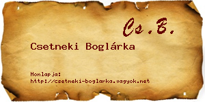 Csetneki Boglárka névjegykártya